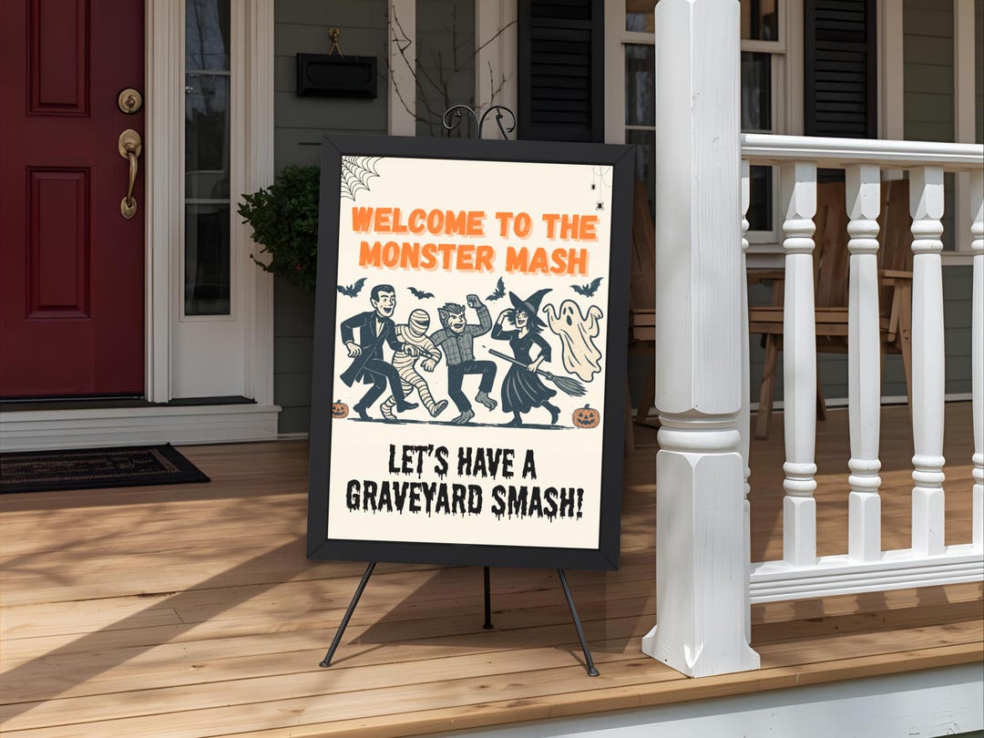 Monster Mash Welcome Sign: Vintage Halloween Party Decor (three Digital ...