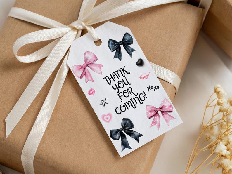 Pink and Black Bow Birthday Invitation, Invitation for Girl Birthday Party, Coquette Bow Card, Ribbon Birthday Invite, Printable and Mobile image 12