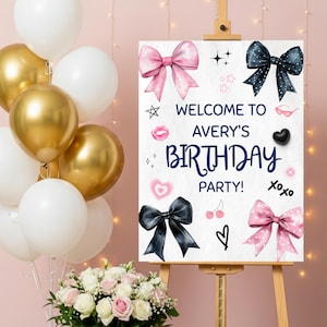 Pink and Black Bow Birthday Invitation, Invitation for Girl Birthday Party, Coquette Bow Card, Ribbon Birthday Invite, Printable and Mobile image 11