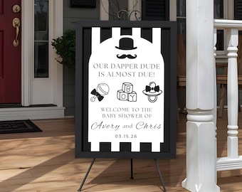 A Little Gentleman Is On The Way Baby Shower Welcome Sign, Little Gentleman Baby Shower, Editable and Printable Party Decor, Three Sizes