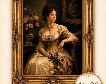 Victorian Lady Portrait Print | Antique French Country Romantic Wall Art