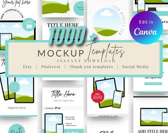 1000+ Mockup Templates for Canva | PLR & MRR | Etsy, Social Media, Website Mockups | Instant Download