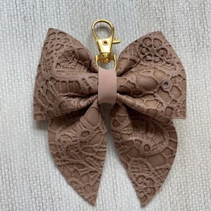Lace Faux Leather Bow Keychain Bogg Bag Charm Purse Charm
