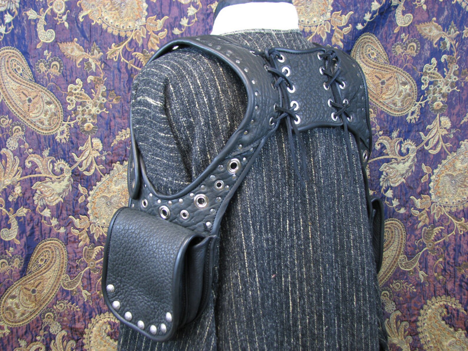 Medium Shoulder Holster Purse in Black Buffalo and Metal Etsy