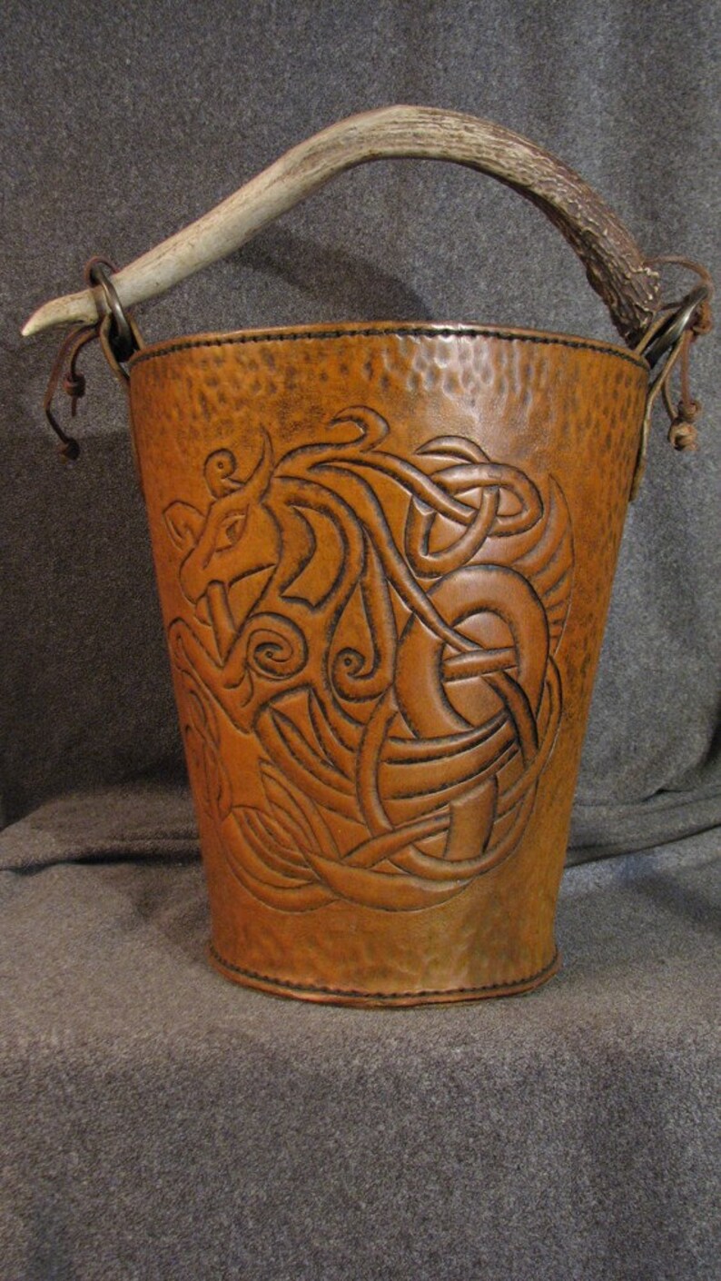 Tooled Leather Celtic Water bucket Etsy