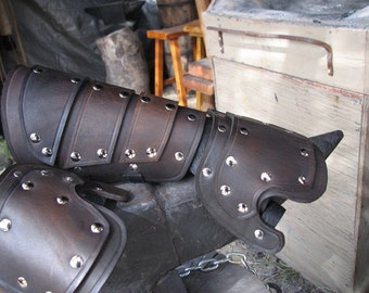 Battle Ready Plated Leather Gauntlets in Black and Nickle