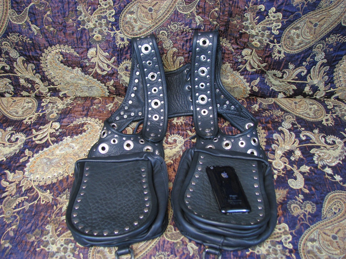 Large Shoulder Holster Purse in Black Buffalo and Metal Etsy