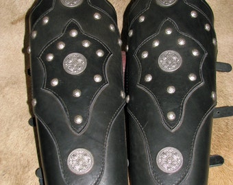 Black Leather  Greaves
