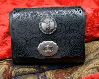 Celtic Tree of Life Clutch or Pass through Belt Pouch