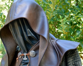 Leather Short Caped Hood