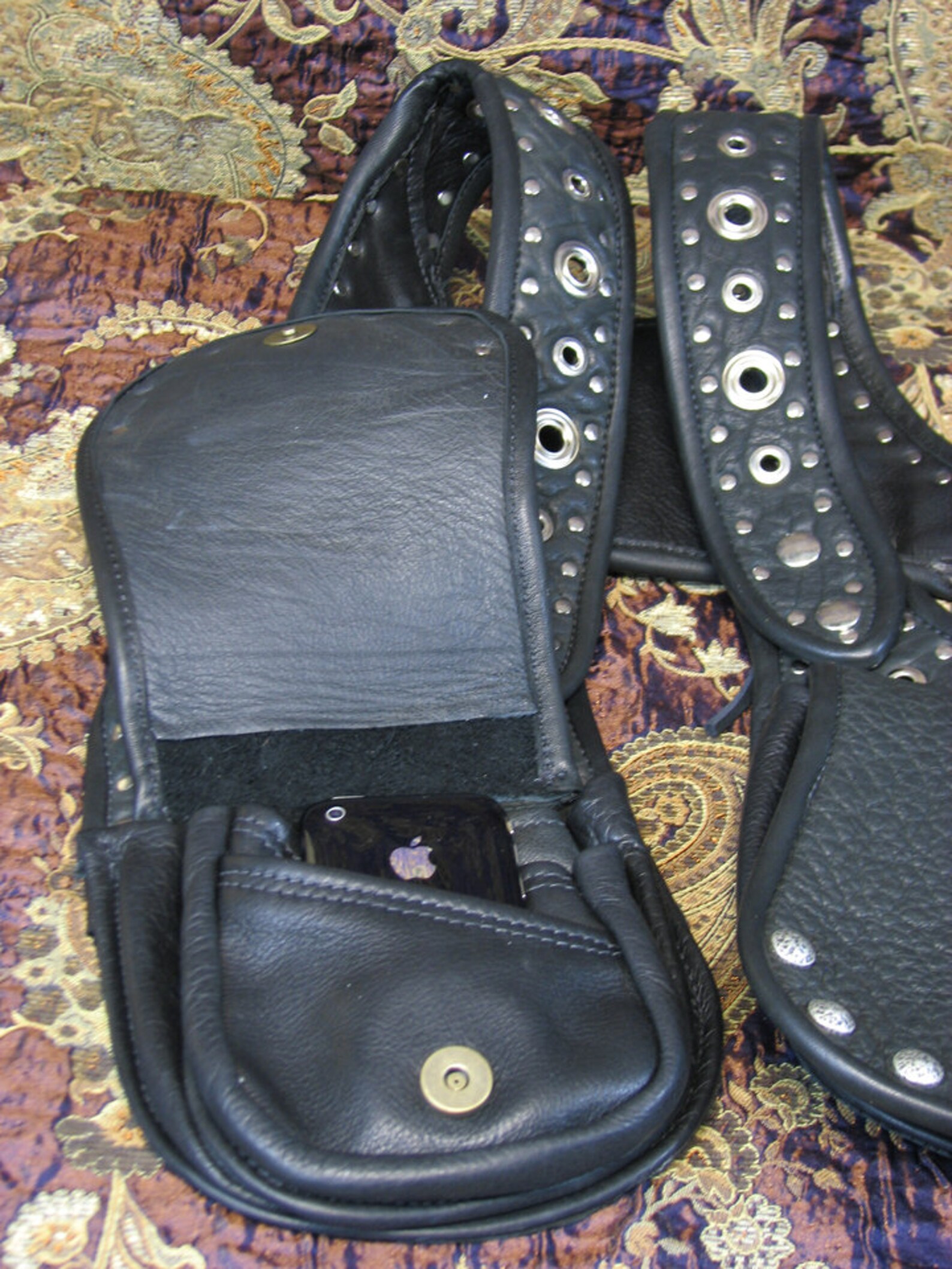 Medium Shoulder Holster Purse in Black Buffalo and Metal Etsy