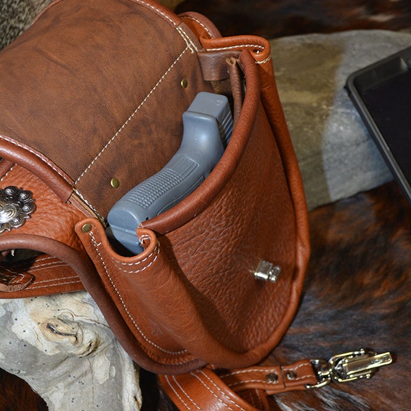 Concealed Carry Pouch in Saddle Tan Buffalo