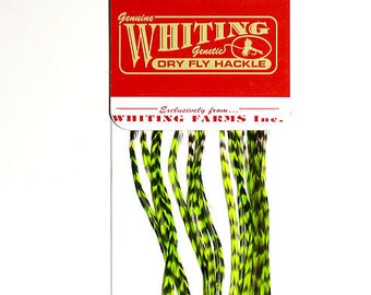 Chartreuse Grizzly Hair Feather Extensions, Whiting Farms, with Crimp Beads