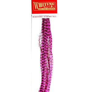 16 Grizzly/Pink Whiting Farms Fashion Pack Hair Feather Extensions with 3 Free Crimp Beads
