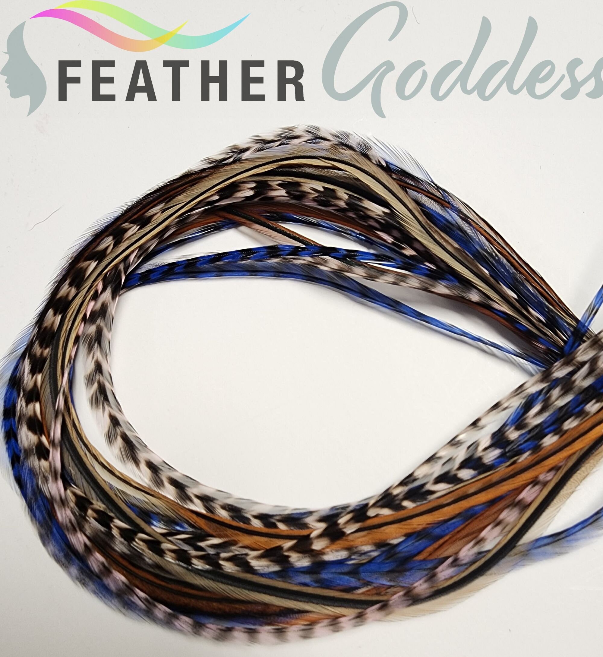 6 Rendezvous Feather Hair Extensions with 3 Free Crimp Beads
