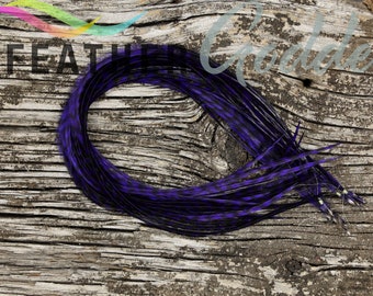 Midnight Blue Grizzly Feather Hair Extensions with 3 Free Crimp Beads