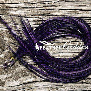 Purple Grizzly Feather Hair Extensions with 3 FREE Crimp Beads