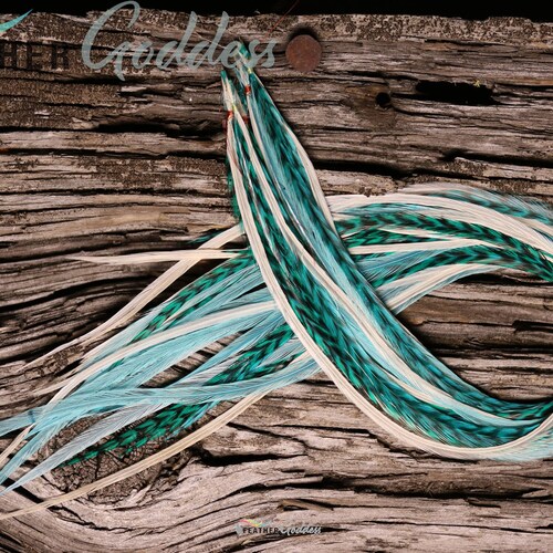 6 Hair Feathers Seabreeze Premium Hair Feather Extensions Etsy