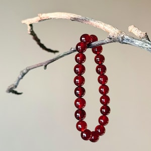 Deep Red Garnet Healing Bracelet | Natural Crystal Jewelry | Chakra Balancing Stone | Gift for Empaths