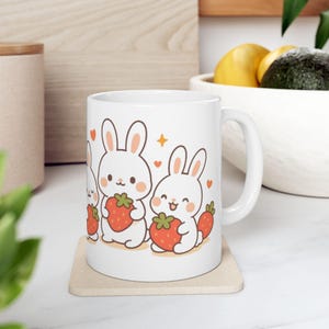 Cute Bunny Ceramic Mug, Adorable Gifts for Animal Lovers, Perfect for Coffee or Tea, Easter Decor, Kawaii Kitchenware
