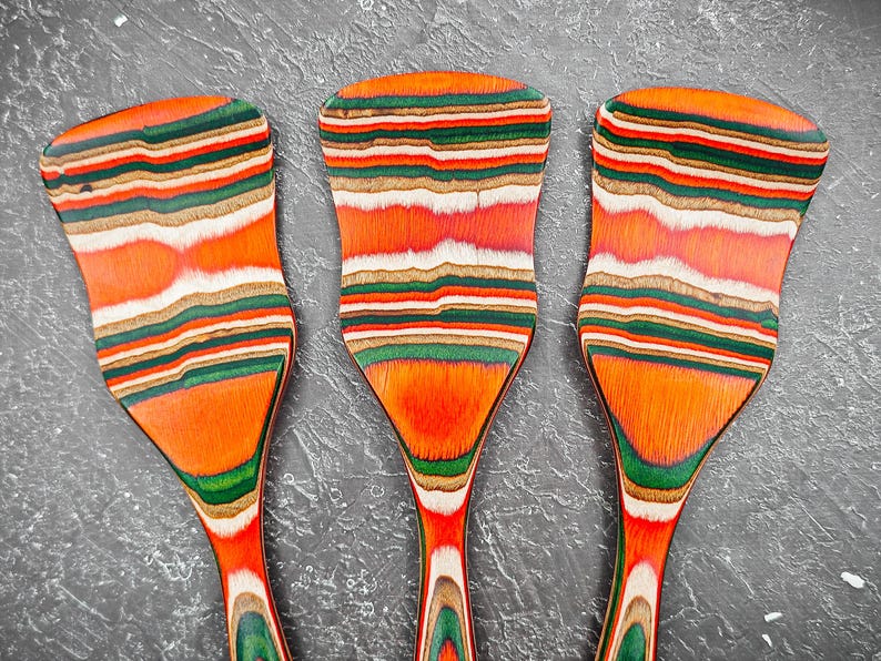 Large Wooden Cooking Spatula, Multi-color Hand Finished Kitchen Tool ...