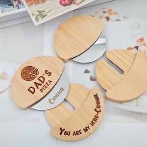 Personalized Bamboo Pizza Cutter with Protective Sheath: Eco-Friendly Gift