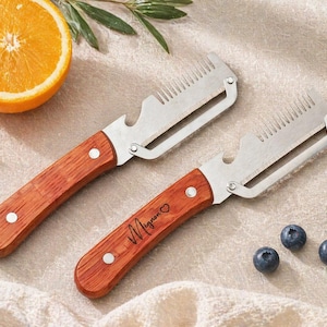 Personalized Wooden Handle Vegetable Peeler, Stainless Steel Fruit Peeler, Laser Engraved Kitchen Tool Gift for Home Chef