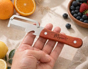 Personalisierter Küchenschäler mit Holzgriff, Multifunktions-Obst-Gemüseschäler, einzigartige Kochgeschenkidee