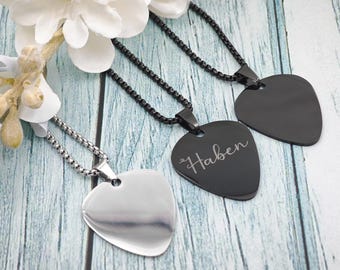 Collana personalizzata con plettro per chitarra in acciaio inossidabile: regalo per musicisti