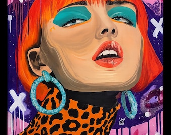 Wild Gaze – Origineel acrylschilderij 60 x 70 cm, popartportret, vrouwenportret, statementkunst, moderne muurdecoratie