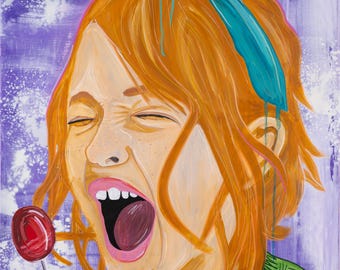 Sugar Rush – Origineel Pop Art Acryl Schilderij | Kinderportret, Hedendaagse Kunst, Lolly Schilderij