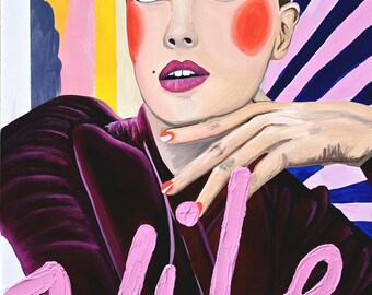 Vibes - Handgeschilderd acrylportret op canvas | Modern pop-art kunstwerk, origineel uniek stuk