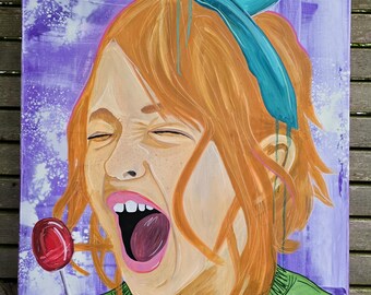 Sugar Rush - Handgeschilderd acrylportret op canvas | Modern pop-art kunstwerk, origineel uniek stuk