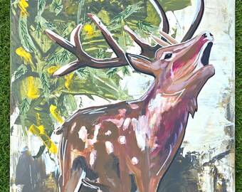 Hunter's Call - Handgeschilderd acrylportret op canvas | Modern Pop Art kunstwerk, origineel uniek stuk