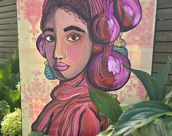Ruby Dream - Handgemaltes Acryl Portrait auf Leinwand | Modernes Pop Art Kunstwerk, Original Unikat