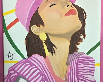 Voilà - Handgeschilderd acrylportret op canvas | Modern popart kunstwerk, origineel en uniek stuk