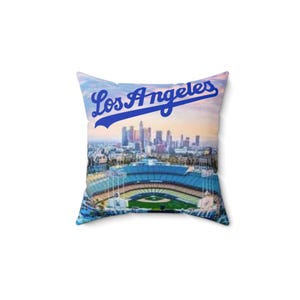 Los Angeles Skyline Faux Suede Square Pillow, Decorative Pillow, Home Decor, Cityscape Cushion, Gift for LA Lovers, Travel Decor