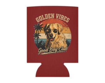 Golden Vibes Good Boy Club Can Cooler | Retro Golden Retriever Paw