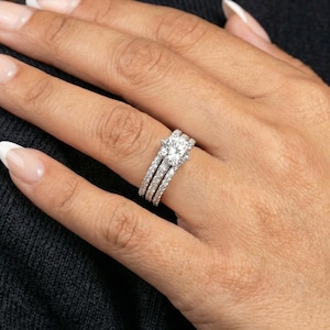 Moissanit brudring set 925 sterlingsilver halv alliansförstärkare