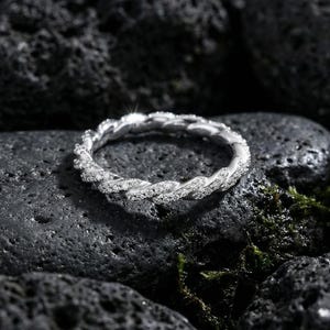 Twisted Moissanite Eternity Band S925 Sterling Silver Stackable Wedding Ring