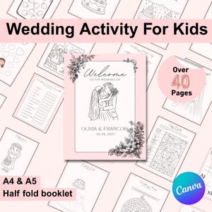 Kids Wedding Coloring Book, Personalised Wedding Activity Pack for Kids, Coloring Pages, Table Games, Wedding Favors, Editable and Printable
