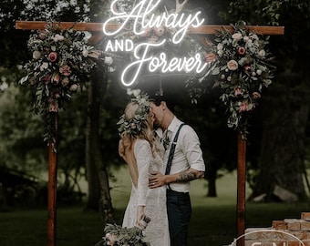 Always And Forever Neon Sign,Wedding Backdrop LED Light,Bridal Room Wall Decor,Love Quote LED Wall Decor Gift