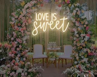 Love Is Sweet Neon Sign,Wedding Backdrop Neon Light,Wedding LED Neon Sign,Valentine Day Decor,Wedding Gifts,Valentine Gifts for Girlfriend