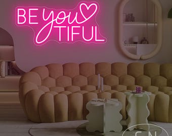 Be You Tiful Neon Sign,Inspirational LED Wall Decor,Love Neon Wall Art