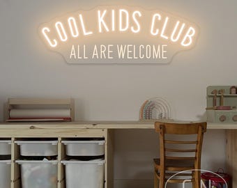 Cool Kids Club Alle sind willkommen Leuchtreklame Kids Club-Zeichen, Kinderzimmer Wandkunst, Spielzimmer Neon Schild Dekor, Kinderzimmer Wandbehang, Geschenke für Kinder