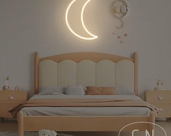 Moon Neon Sign, Crescent Moon LED Light,Moon Neon Light,Nursery Kids Room Decor,Moon Neon Wall Decor,Birthday Gifts For Kids