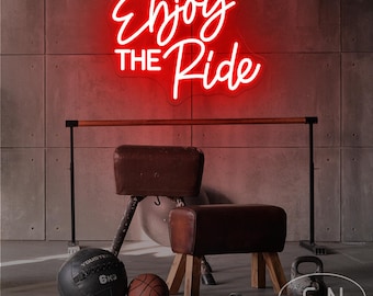 Enseigne au néon Enjoy The Ride, Néon de fitness, Enseigne au néon pour le sport, Décoration murale pour local de vélo, Néon LED pour salle de sport à domicile, Cadeaux pour cyclistes amateurs de fitness