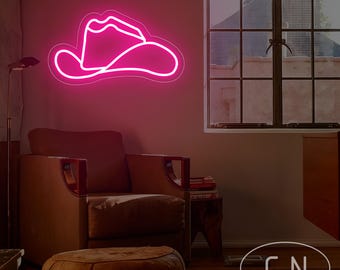 Cowboy Hat Neon Sign,Hat Led Light,Western Light Up Neon, Cowboy LED Sign for Wall Decor,Pink Neon Art,Gift for Cowboy Lovers