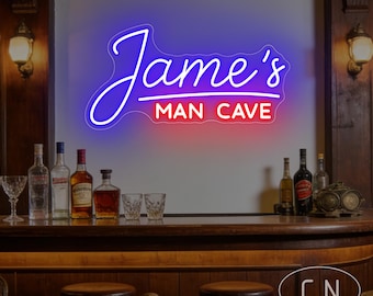 Man Cave Enseigne Au néon Nom Personnalisé Enseigne Au Néon Enseigne De Bar Décoration De Salle De Jeux Garage Applique Murale Maison Bar Néon Cadeau Fête Des Pères