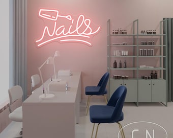 Nails Neon Sign,Nails Wall Decor, Nails Salon Neon Sign,Beauty Salon Sign,Nails Studio Decor,Lash Room Decor,Personalized Gifts